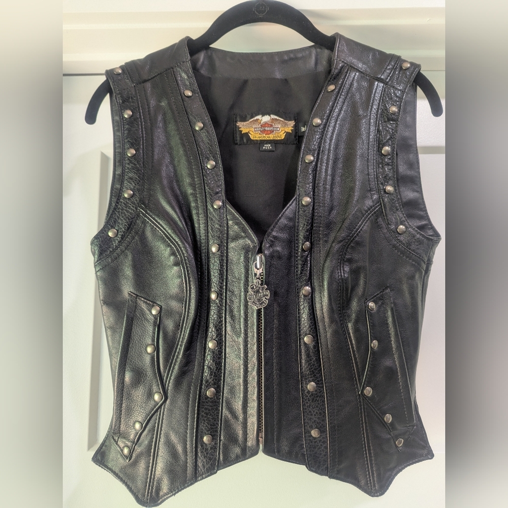 Harley Davidson Women's Small Black Leather Vest